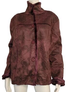 Dick Idol by Cabela's Faux Suede Shearling Purple Paisley Jacket Women's Size XL